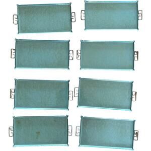 EUC Teal Mid-Century Moiré Glaze Kyes Handmade Serving Tray SET OF 8